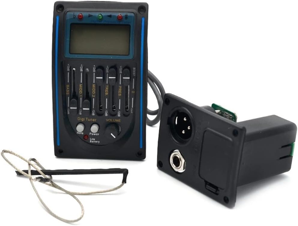 5 Bands Acoustic Guitar Pickup EQ Preamp LCD Tuner Piezo Pickup Equalizer System (Color : As Shown Size : One Size) (As Shown One Size)