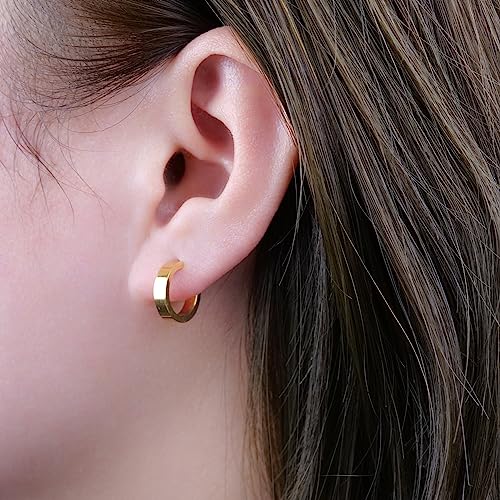 Limerencia Hypoallergenic G23 Pure Titanium Big Post Thin Square Edge Open Hoop | F136 Implant Grade Womens Dainty Hoop Earrings | Lightweight for Sensitive Ears2