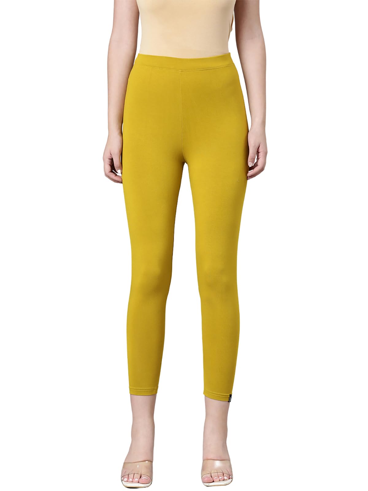 TWIN BIRDS Tailored Cut & Classic Fit Stretchable Viscose Elasthane Fabric Mid-Rise Skinny Fit High Ankle Length/Cropped Length Leggings for Women