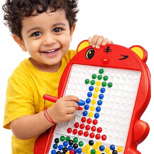 Image of Magnetic Drawing Board for Kids with 80 Beads & Magnetic Pen | Big Size Magnetic Doodle Board | Educational Learning Toy, Drawing & Creativity for Boys & Girls (Multicolor)