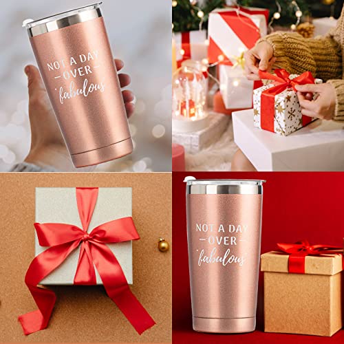 NASIDE Not A Day Over Fabulous,20 Oz Stainless Steel Insulated Tumbler mugs with Lid Straw 21st 30th 40th 50th 60th 65th 70th birthday gifts for women Grandma Woman Mom Best Friend ideas Rose Gold - Image 7