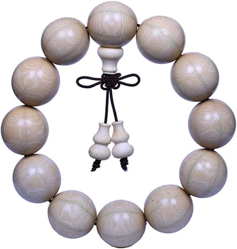 Collier de perles bouddhistes tibétaines artisanales 18mm en bois texture B