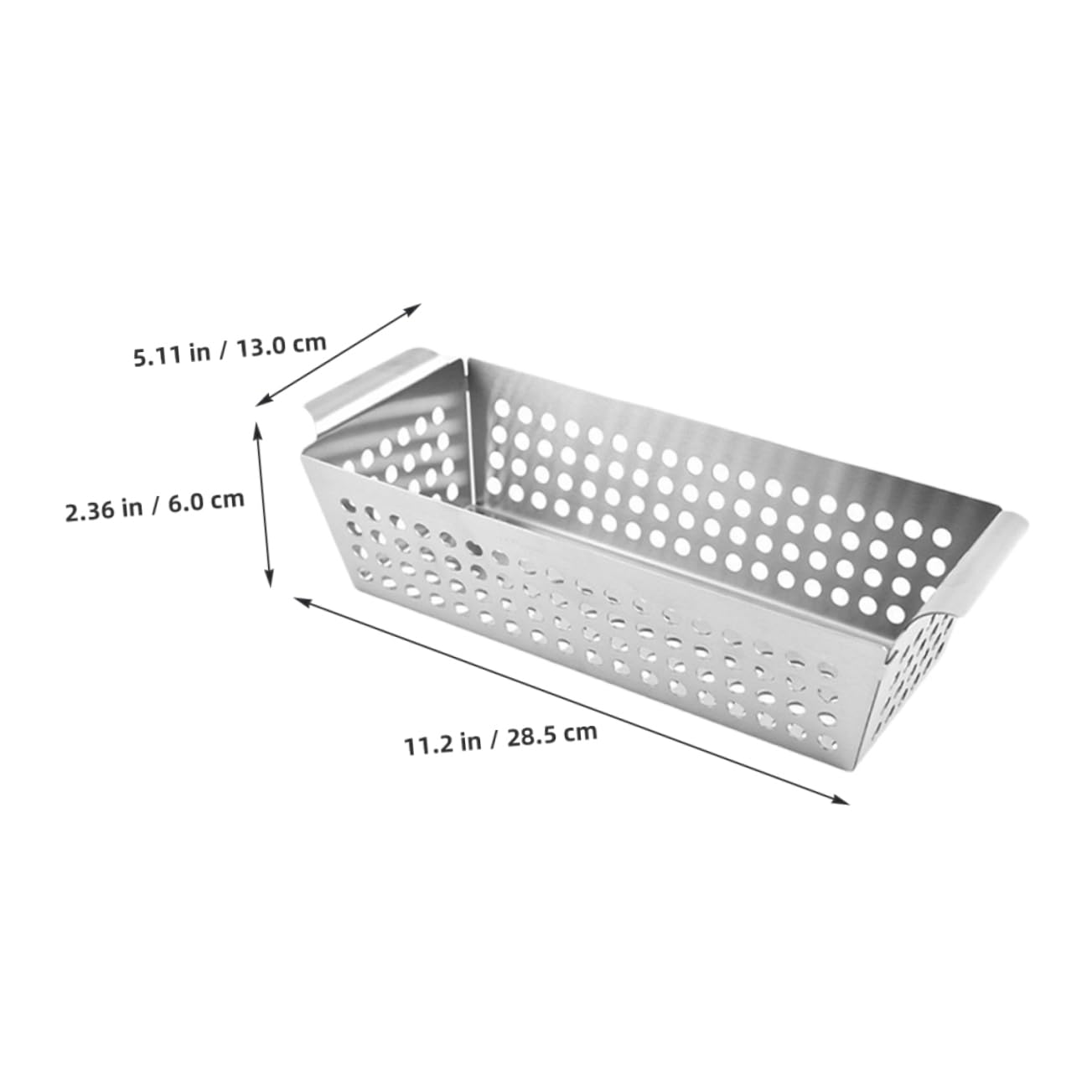 Griglia per barbecue in acciaio inox, 28,5 x 13 x 6 cm, griglia per barbecue a rete per grigliare verdure, pesce e carne, perfetto per grigliate estive