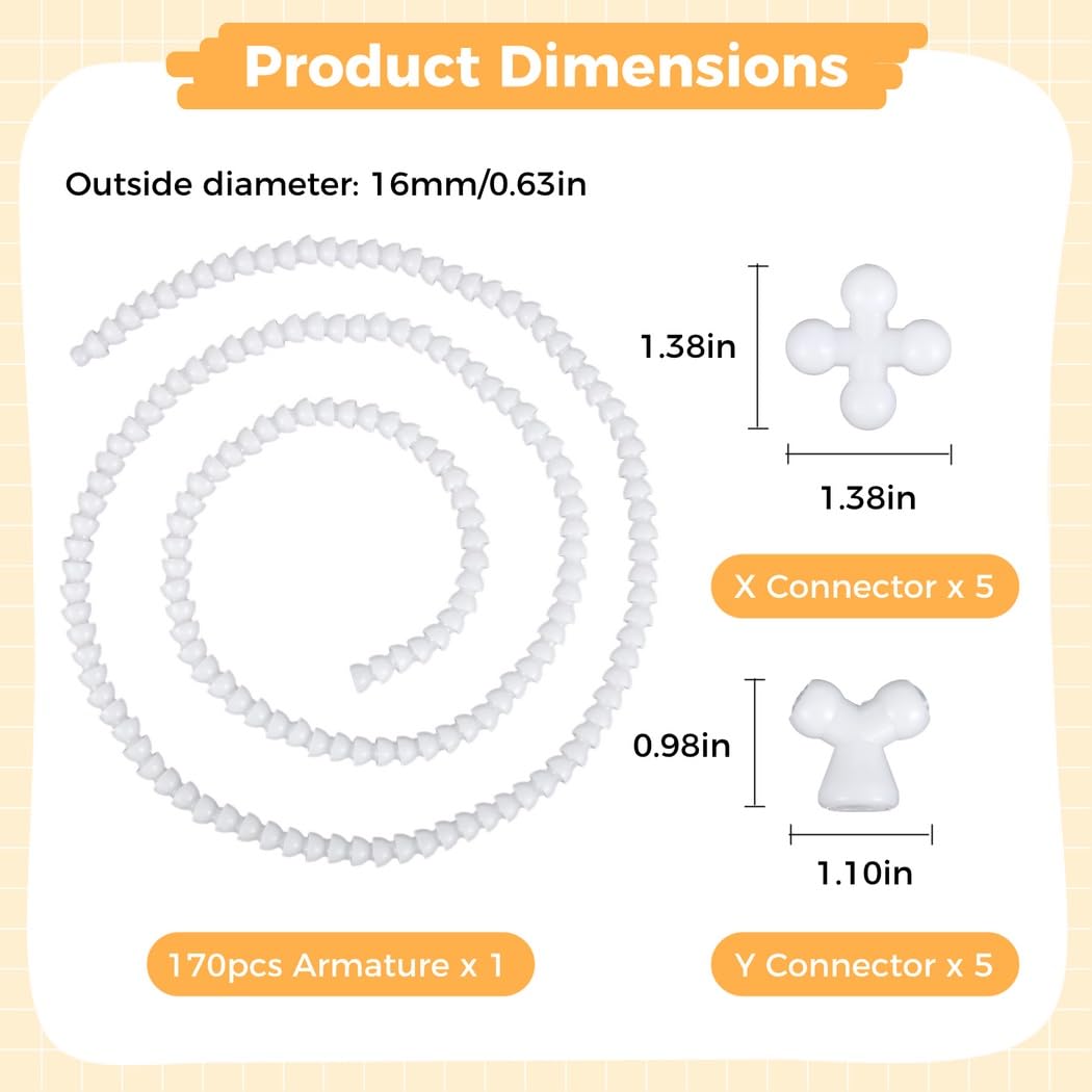 Puppenanker-Set, 170-teilig, mit X-Y-Anschlüssen, Puppenskelett, 16 mm, flexible Kugelgelenke, DIY-Kunststoff-Körpermodell, Figurenrahmen für Stofftiere, Bärenpuppen