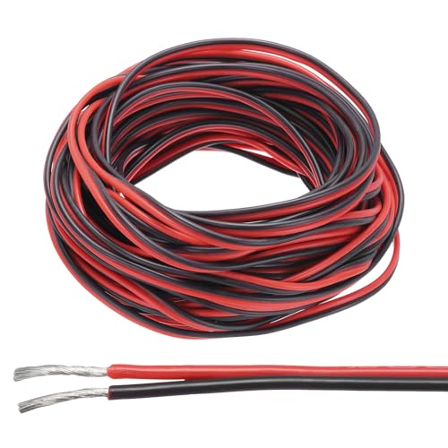 sourcing map Cable eléctrico de calibre 16 de 2 conductores, cable eléctrico rojo y negro, cable trenzado de cobre estañado/flexible/silicona para lámparas de tira LED, iluminación automotriz