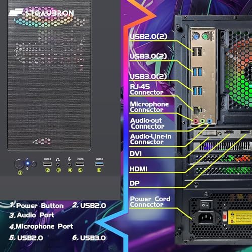 Image of STGAubron Gaming PC Desktop, Intel i7 Xeon E5 3.0GHz, Radeon RX 550 4G, 16GB RAM, 512GB SSD, WiFi, BT 5.0, RGB Fan x 3, Windows 11 Home