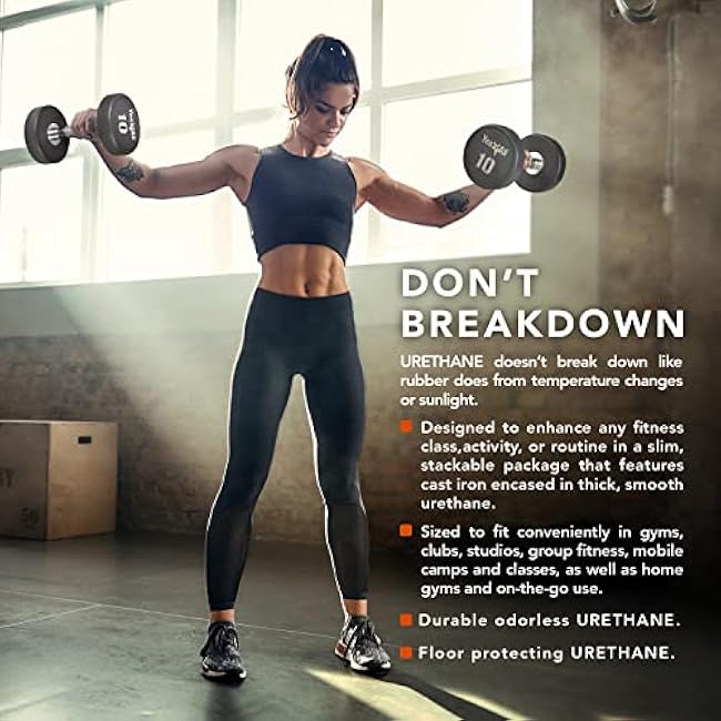 Yes4All Urethane Dumbbell with Anti-Slip Knurled Handle 5-50 LB for Muscle Building - Sold Individually