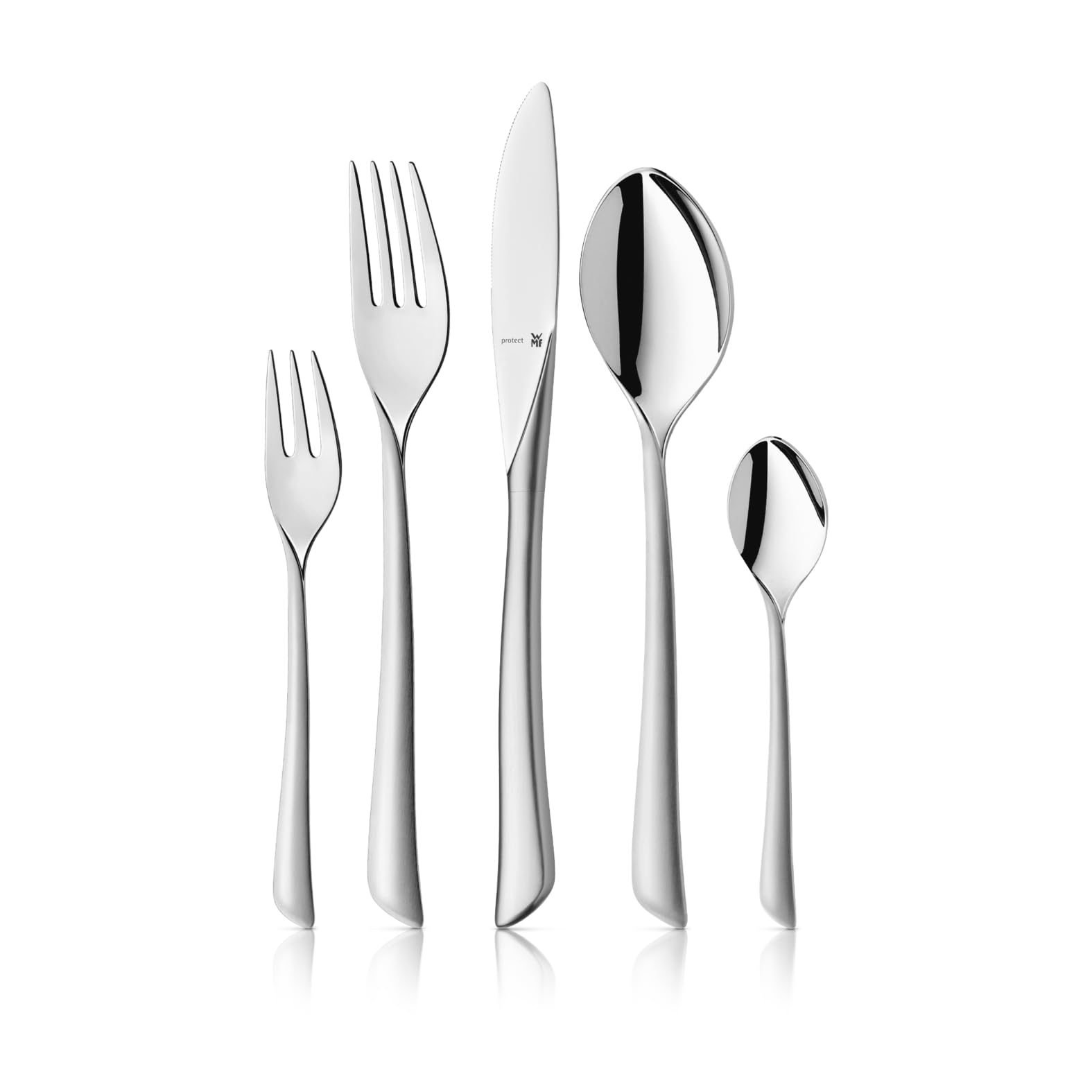 WMF Virginia Edelstahl Besteck Set 6 Personen, Essbesteck Set 30 teilig, Hohlheftmesser, Cromargan protect teilmattiert, kratzbeständig