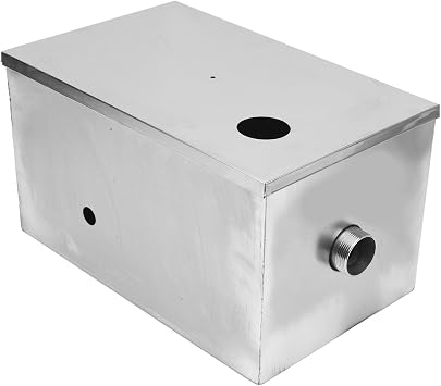 8 Pounds Commercial Grease Trap 4 GPM Stainless Steel Under Sink Top Inlet Grease Interceptor for Restaurant Canteen Factory Home Kitchen Food Truck