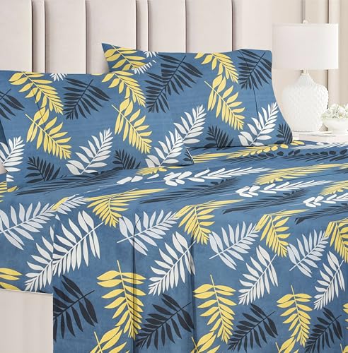 Image of HOMEKART 3D Printed 144 Tc Microfiber Double Bedsheet with 2 King Size Pillow Covers Breathable | Wrinklfree | Summer | Topsheet (Grey & Yellow Cricle Print, 90 x 90 Inches)