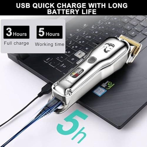 Hatteker Mens Hair Clipper Beard Trimmer Hair Trimmer For Men Cordless Clippers Professional Barbers Grooming Kit Ipx7 Waterproof, Rechargeable, Colorful Combs, Silver #TOP4