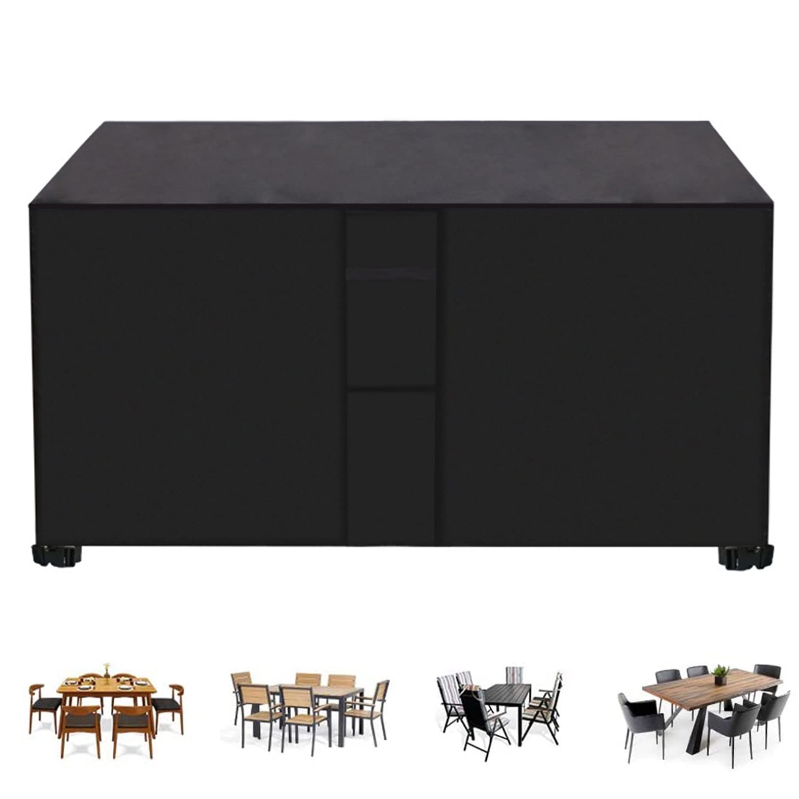 HeavyDu 420D - Funda protectora de poliéster para jardín, 115 x 115 x 74 cm, impermeable, color negro