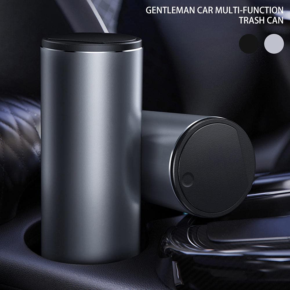 liuzz 500 ml Alu Auto Mülleimer Auto Organizer Aufbewahrungstasche Auto Mülltonne Aschenbecher Staubkofferhalter Auto Zubehör-Schwarz