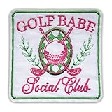 Golf Babe Social Club Patch 3 Inches Golf ball, Golf Course, Women Love Golf Iron On/Sew On Embroidery Fabric Applique Patches for Trucker Hat Clothes Backpack DIY Accessories Coworker Friend Dad Gift