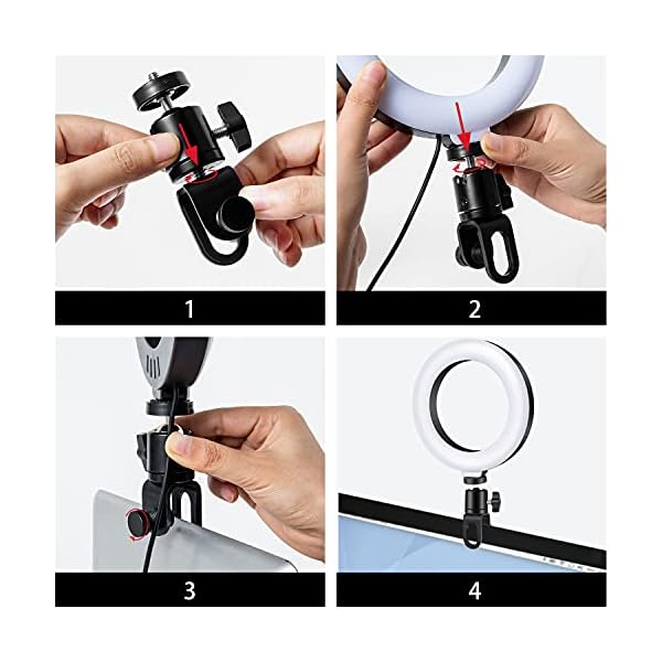 TMCOM Ringlicht Laptop Videokonferenz Licht Beleuchtungsset Videokonferenz Licht Selfie Ringlampe 3 Lichtfarben mit… – Bild 7