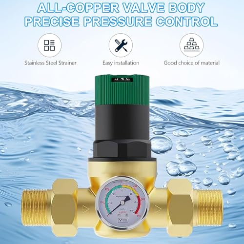 Régulateur de pression d'eau réglable 3/4 avec compteur pour protéger le chauffage
