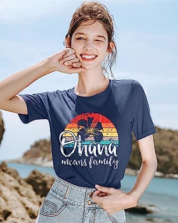 Hawaiian Shirts for Women Hawaii Brach Graphic Tees Summer Vacation Short Sleeve T-Shirts Flower Print Crewneck Tops - Image 2
