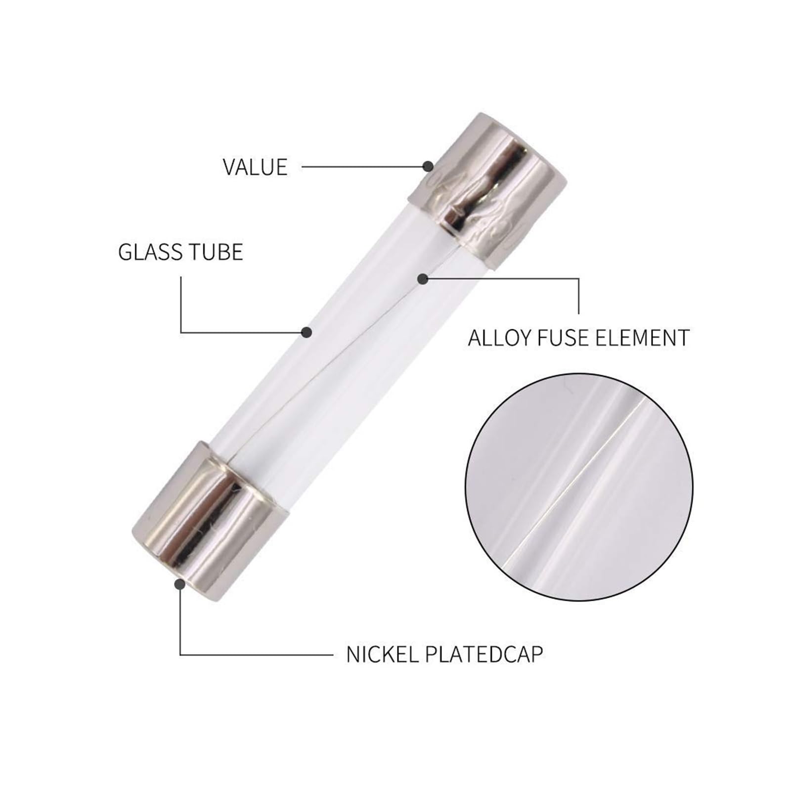100/72pcs 5 * 20 6 30 Fast Melting Tubo di Vetro Fusibile Auto Set con Scatola 0.2-20A .5-30A Household(100pcs)