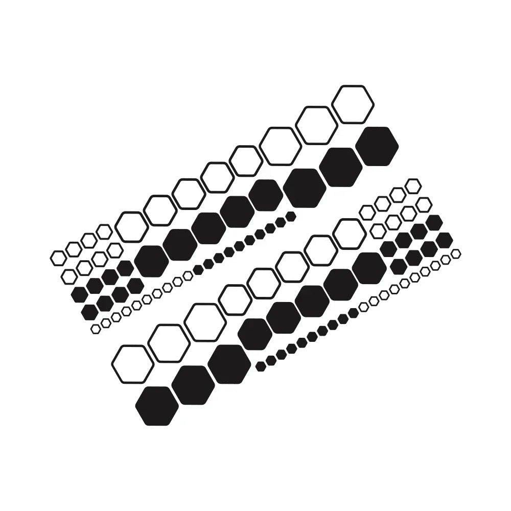 Dabhuoc Glossy Black Car Honeycomb Combination Stickers Polygonal Waterproof Vinyl Decals Decoration Diy Side Body(Glossy Black)
