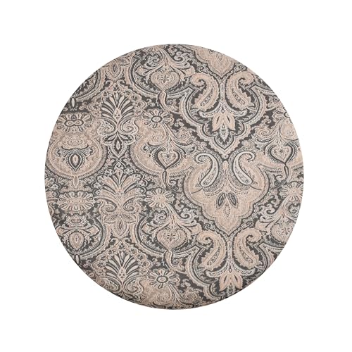 Image of NACIA Printed Ottoman Stool Set of 2 | Soft Cushioned Velvet Pouf Footrest with Wooden Legs | Decorative Seating Stool for Bedroom Living Room Home & Office (16x16x17 Inch, Coffee Damask)