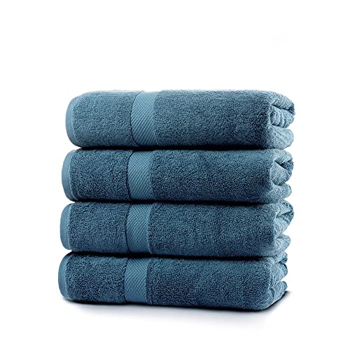 Villa Celestia 700 Gsm Blue Bath Towel, 100% Cotton Bath Towels Blue, Quick Dry Bath Towels, Plush Towel, Soft Bath Towels, Cotton Towels, Towel Set For Bathroom 27X54 Inches, Blue Towels Set Of 4 #TOP23