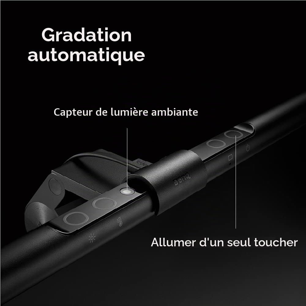 BenQ ScreenBar Light Bar, lampe de bureau LED pour écran PC, USB, éclairage intelligent, protection des yeux, Noir