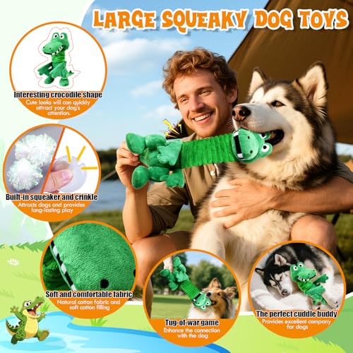Image of Fuufome Large Squeaky Dog Toys:Plush Tug of War Dog Toys with Crinkle-Interective Chew Toys for Small,Medium,and Large Breeds- Puppy Toys Keep Them Busy&Dental Exercise
