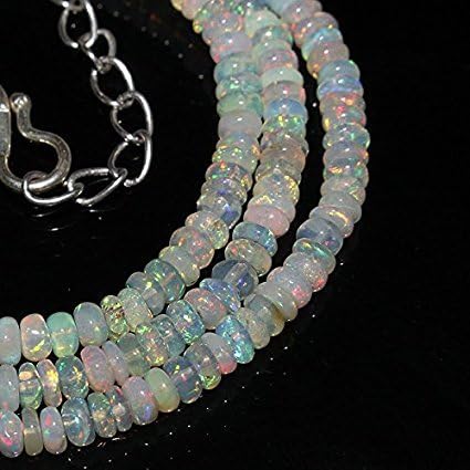 Natural Ethiopian Welo Fire Opal Rondelle Beads Size: 4 MM to 4 MM Necklace Length: 19"Necklace