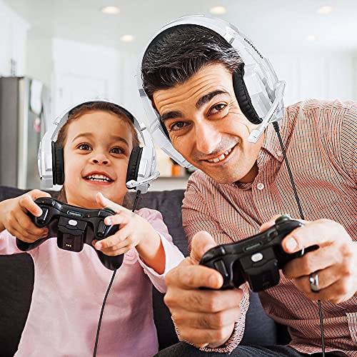 Image of BENGOO Pro Gaming Headset for PS4 PS5 PC Xbox One Controller, Noise Cancelling Over Ear Headphones with Mic, LED Light, Bass Surround, Soft Memory Earmuffs for Laptop Mac - White
