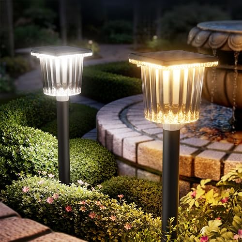Super Bright Solar Pathway Lights Outdoor Powered 8 Pack,Adjustable Warm&Cool White,Waterproof IP...