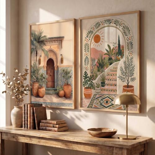 Image of kotart Decorative Modern Wall Art Print With Frame | Paintings For Living Room Bed Room Hotel Wall Decor Digital Reprint Set of 2 | Design 941 (20x30 Inch)