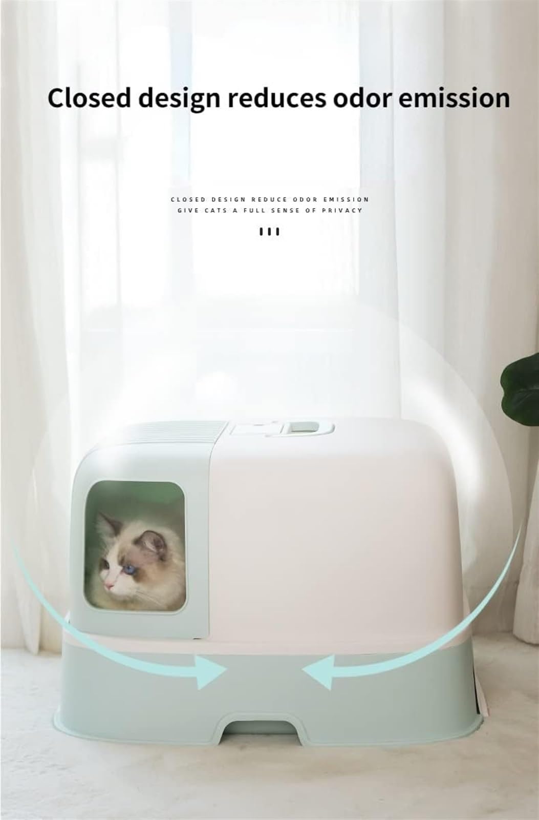 Katzentoilette Für Katzen Katzentoilette Mit Schubladentyp, Komplett Geschlossen, Spritzwassergeschützt, Großer Raum, Geruchsneutral Katzenklo Für Katzen(Blue)