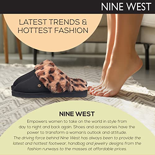 Nine West Scuff Slippers For Women, Extra Soft & Comfortable Winter House Shoes, Leopard, Small 5-6 #TOP6