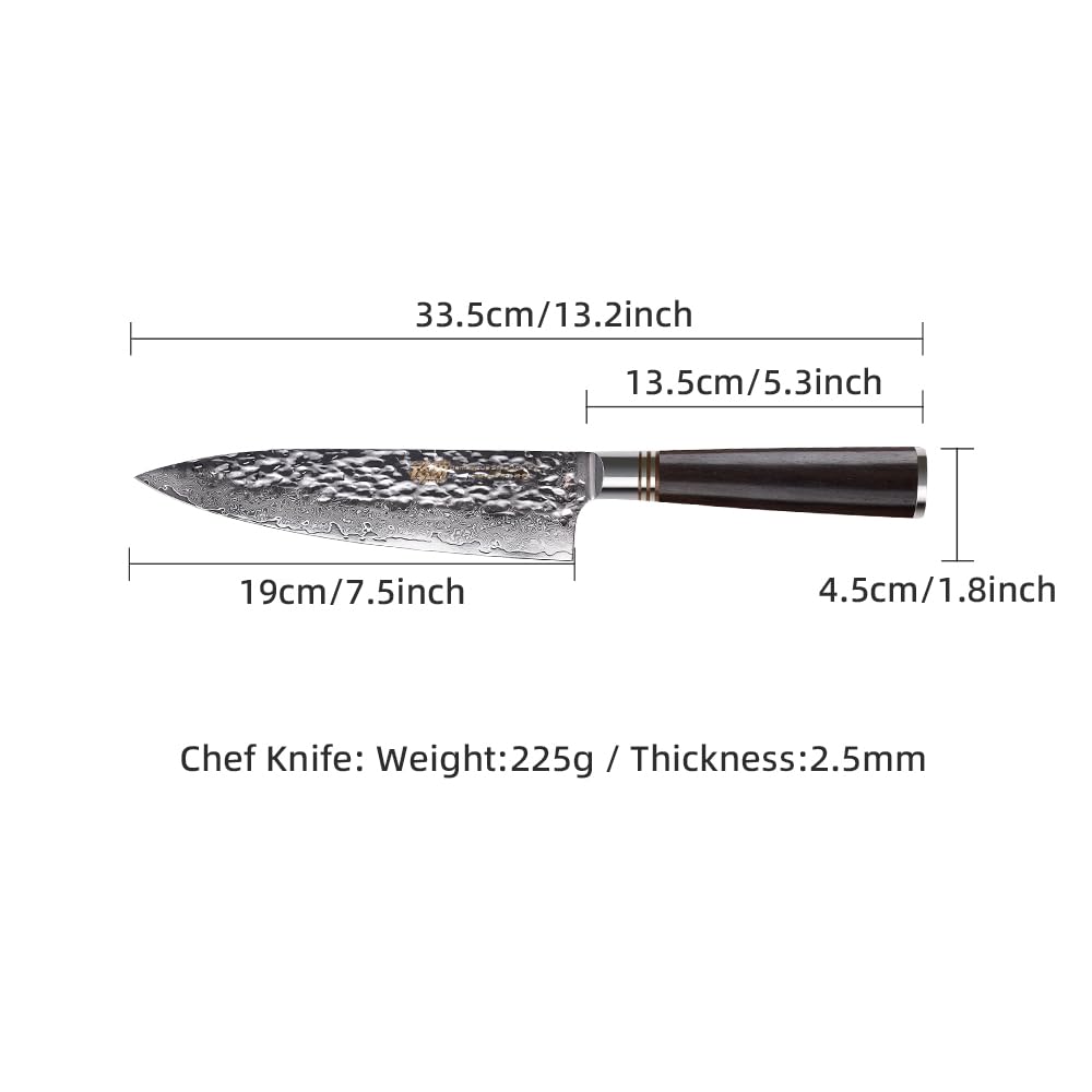 FINDKING Cuchillo de Chef Damasco 19 cm, VG-10, Estilo Japonés