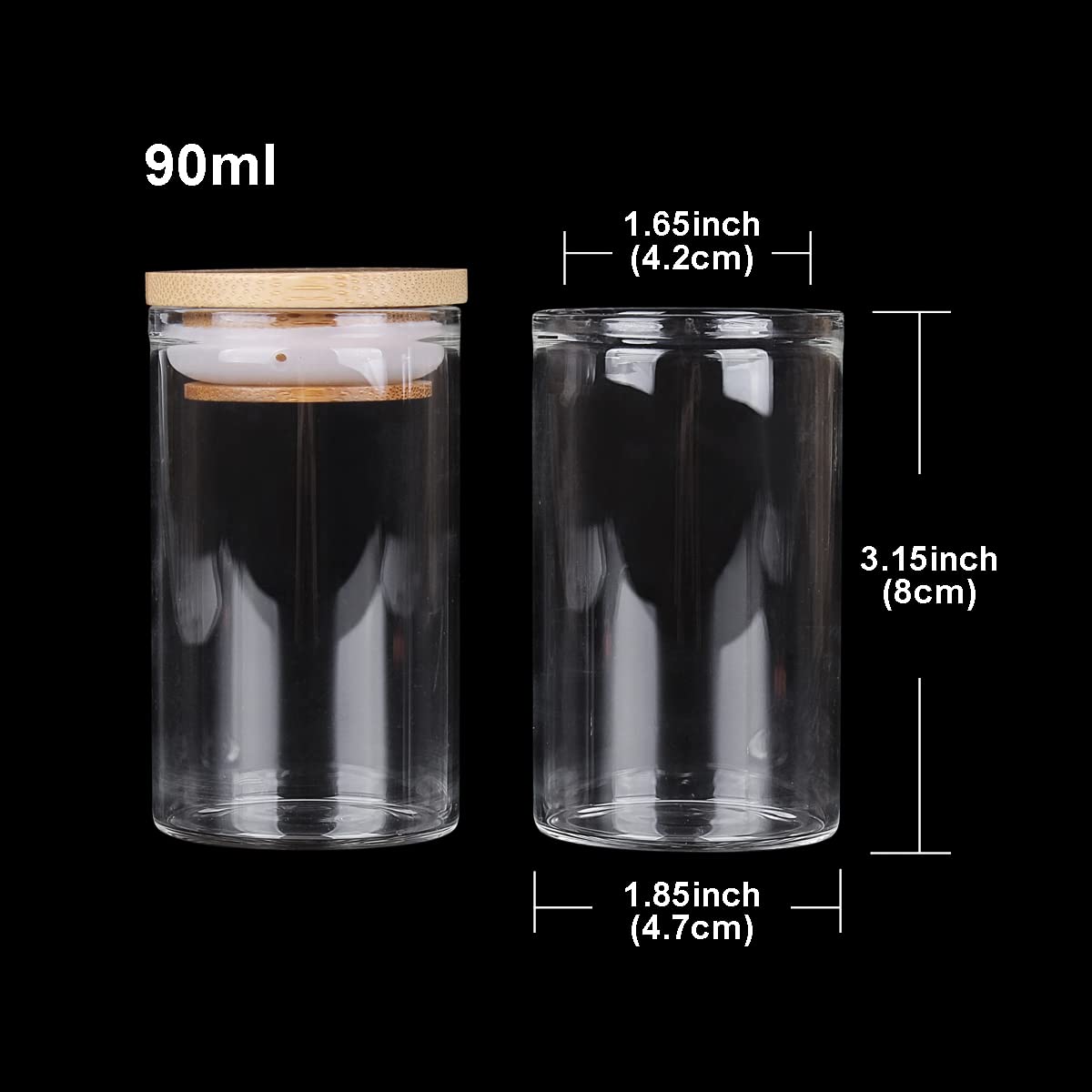 SYLALE 12 tubos de ensayo de 90ml con tapas de bambú, tarros de especias de 47x80mm, frascos de vidrio for almacenamiento, recipientes de vidrio for manualidades de boda DIY