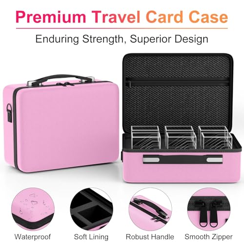 Image of Proijeut Card Deck Box with Portable Case, 6 Pack Clear Commander Deck Box with 6 Dividers, Holds 600+ Double Sleeved Cards, Fit for MTG, YuGiOh, TCG (Pink)