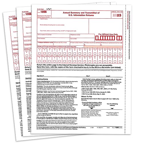 ComplyRight 1096 Transmittal Tax Forms, Laser, 8-1/2" X 11", Pack Of 50 Forms