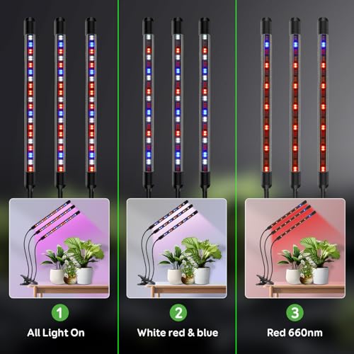 Lampe de croissance pour plantes d'intérieur LED 3 têtes 120 LED - 3