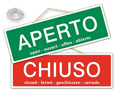 Cartello APERTO e CHIUSO per negozio vetrina studio laboratorio officina bottega (Verde/Rosso) (Standard)