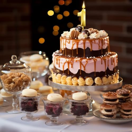 Image of Fun Affairs Number 1 Cake Candle for 1st Birthday Party, Wedding, Engagement, Valentines Day Celebration, Theme Party, Bridal Shower, Bachelorette,Bachelors Decoration Gold (Numerical No 1)