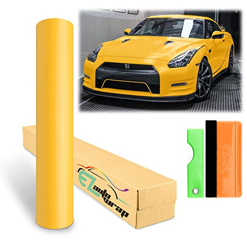 12"X60" (1Ftx5Ft) Sunflower Yellow Premium Satin Matte Flat Vinyl Wrap Sticker Diy Decal Film Sheet Auto Car Vehicle Motocycle Air Release Bubble Free Self Adhesive Peel And Stick Free Tool Kit #TOP14