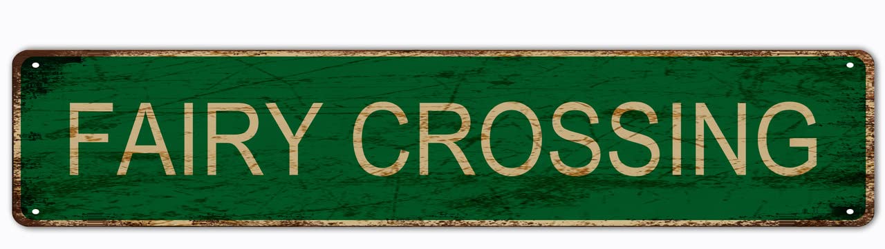 Fairy Crossing Retro Tin Signs Aluminum Metal Sign for Kitchen Home Garden Wall Bar Cafe Decor 4x16 Inch