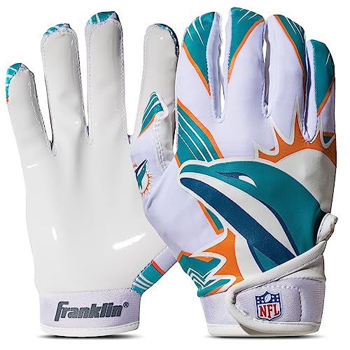 Image of Franklin Sports Youth NFL Football Receiver Gloves - Kids Football Gloves Pair - NFL Team Logos and Silicone Palm