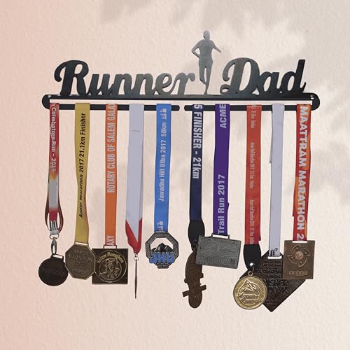Image of Runner Dad Medal Hanger - Black (51 cm x 14 cm)