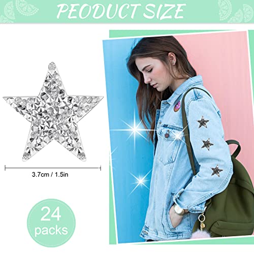 Janinka JANINKA-RHINESTONE-45 24 Pieces Star Patches Rhinestone Patches Heart Shape Diamond Appliques Adhesive Applique Glitter Repair Patch For Diy Crafts Clothes Bag Pants Wedding Decoration thumb #1