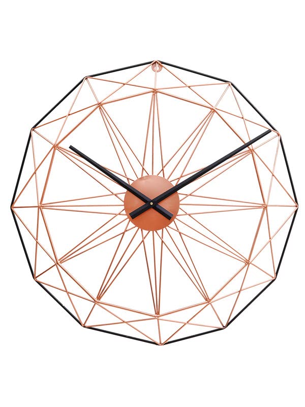 PK Fashions Classic Star Design Round Copper Color Metal Home Office Decor Black Needle Without Glass Wall Clock (Size: 61 x 1 x 61 CM | Weight: 1380 Gram)
