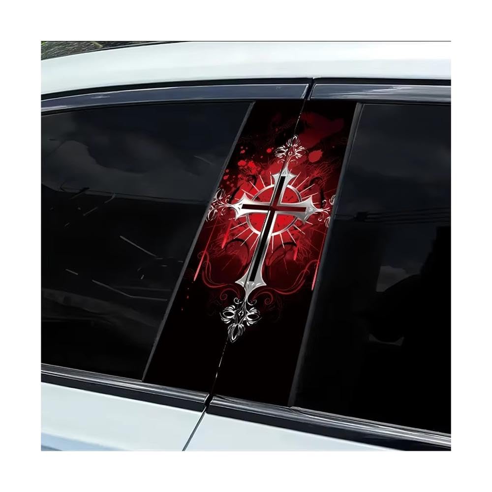 Dabhuoc One Color Car Parts 2 Pcs Car Center Column Decal Cross Smooth Material Protection Film With Anti-Scratch Properties