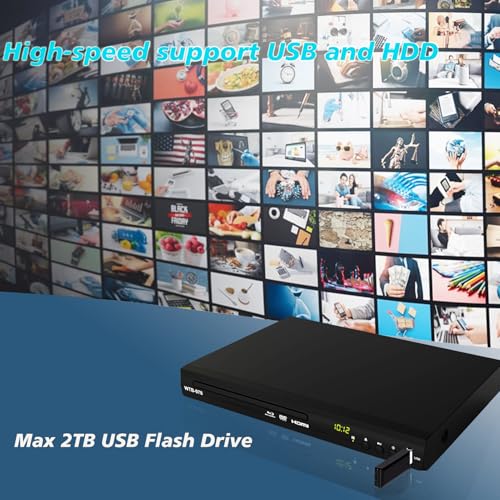 HD 1080P HD Blu-Ray DVD-Player für Fernseher mit HDMI/AV/Koaxialausgang, USB-Eingang, Multimedia-Disc-Wiedergabe, Wiedergabe aller DVDs und Region A 1 Blu-Rays für Zuhause – Bild 7