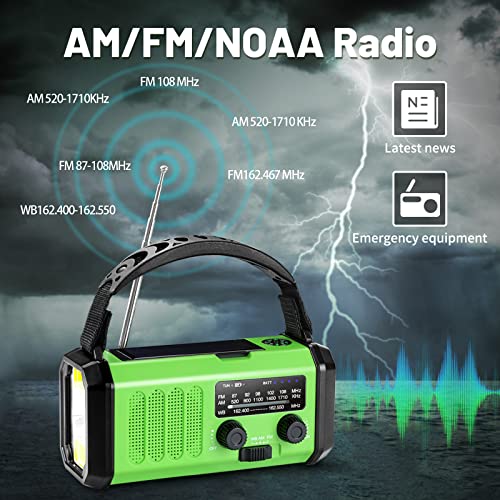 Image of Aivica Emergency Hand Crank Radio with 10000mAh /37000mWh Battery Backup, AM FM NOAA Weather Radio, Type-C Charge,Solar Radio,SOS, 3 Modes LED Flashlight，Reading Lamp, Compass for Outdoor Survival
