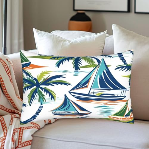 Housse de coussin le bateau et cocotiers 50x70 cm pour une deco chambre et canape evasive - 4